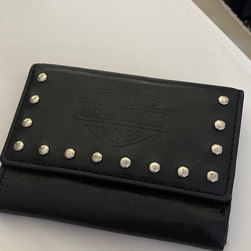 Harley-Davidson Black Leather Wallet with Silver Accents